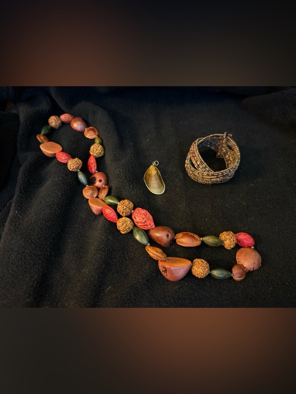 Vintage 60’s nut and seed Natural Bead Necklace and mixed lot